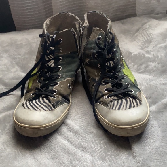 Golden Goose High Top Camo/Zebra Zip Up Sneakers - Picture 2 of 5